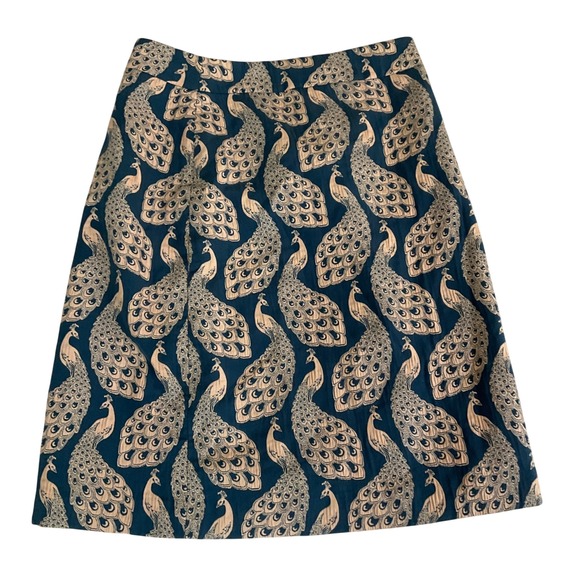 Ann Taylor Dresses & Skirts - Ann Taylor Pencil Skirt Womens 6 Teal Blue Peacock Print Jacquard Cotton Blend